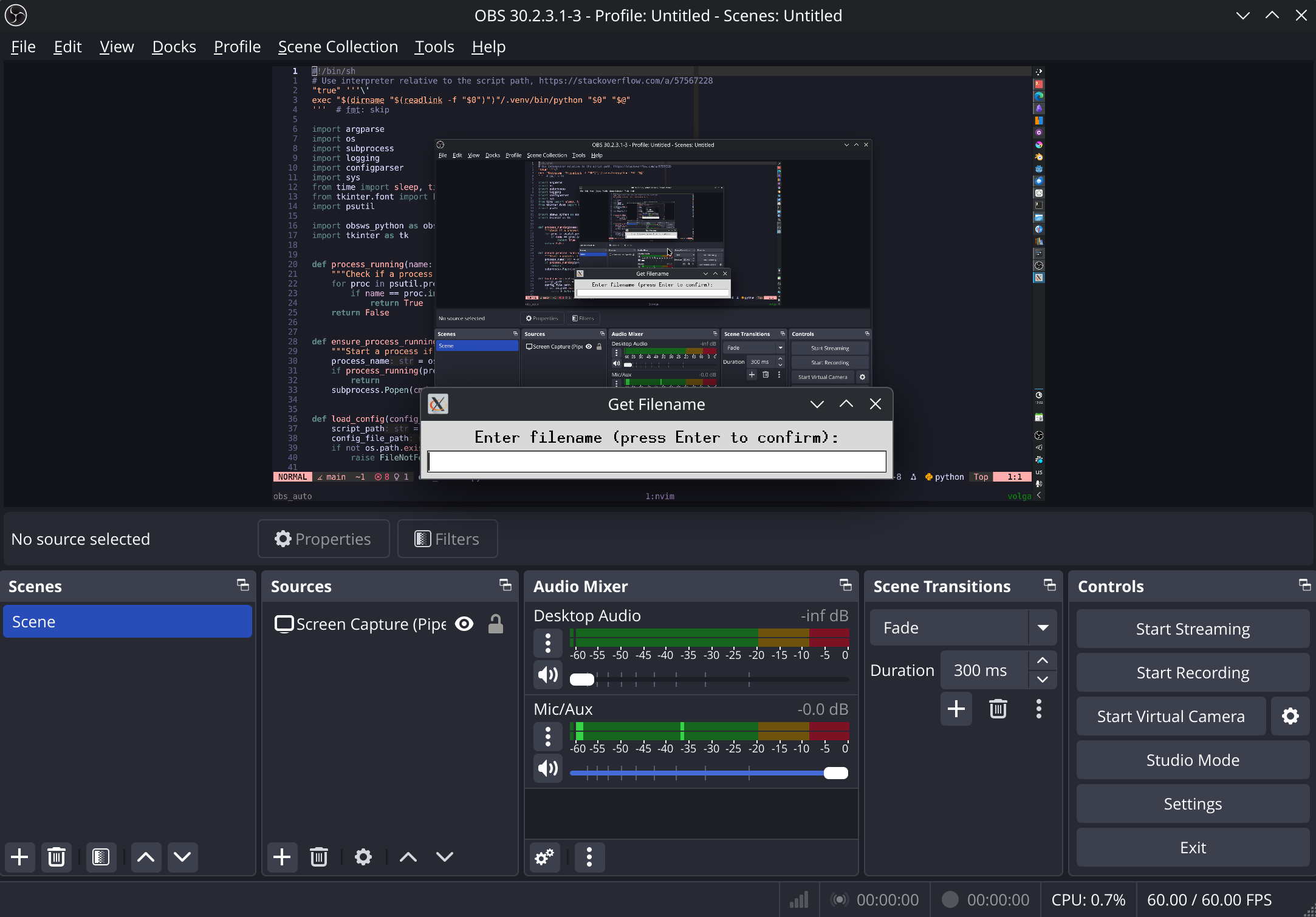 OBS automatization form demo